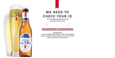 An image of Michelob Ultra beer home page, made with HUGO CMS.